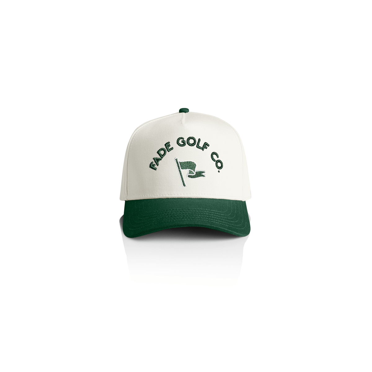 FADE GOLF FLAGSTICK TWO - TONE BASEBALL CAP IN WHITE/PINE GREEN - Fade Golf Company