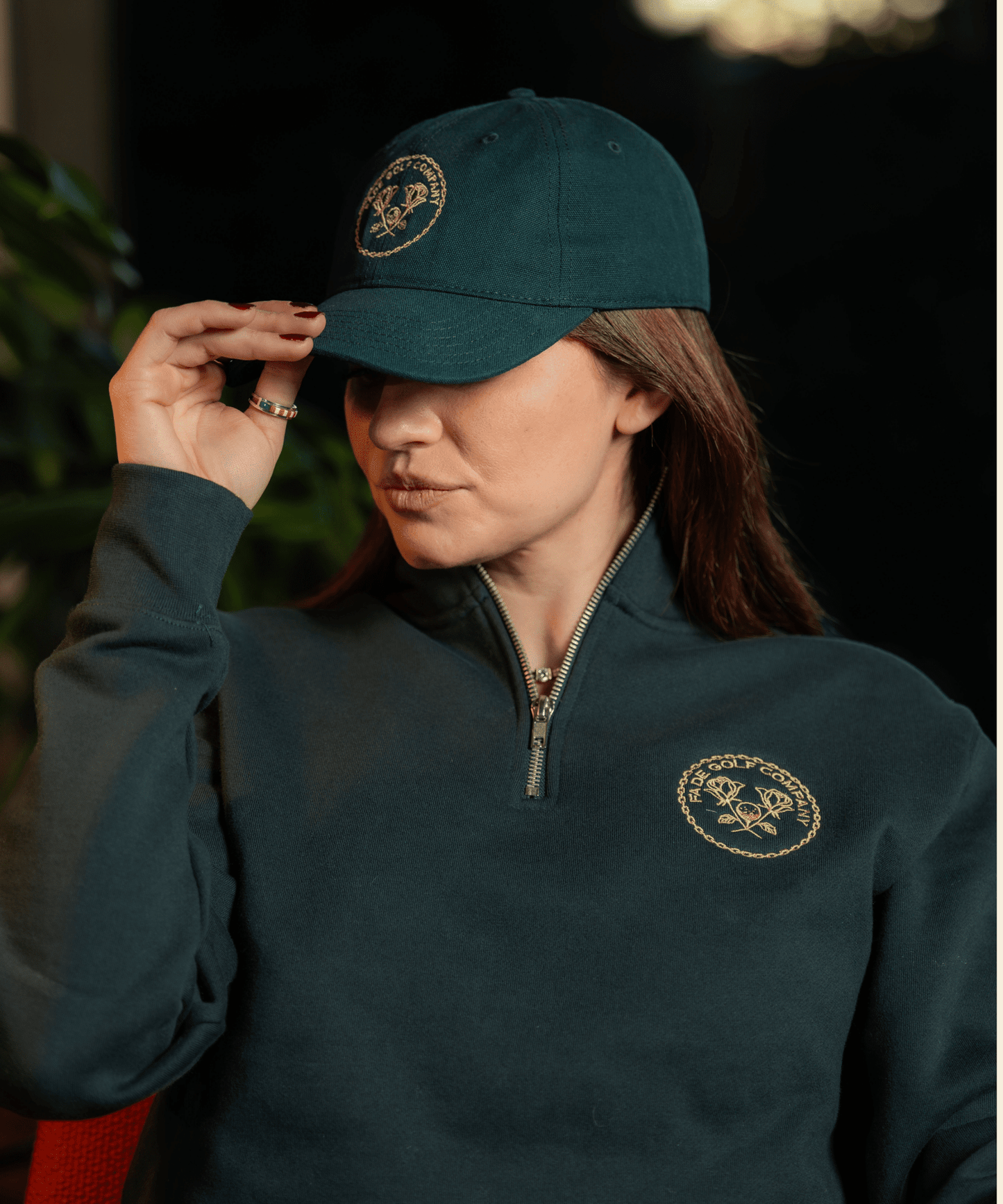 Links Crest Canvas Dad Hat in Pine Green - Fade Golf Company