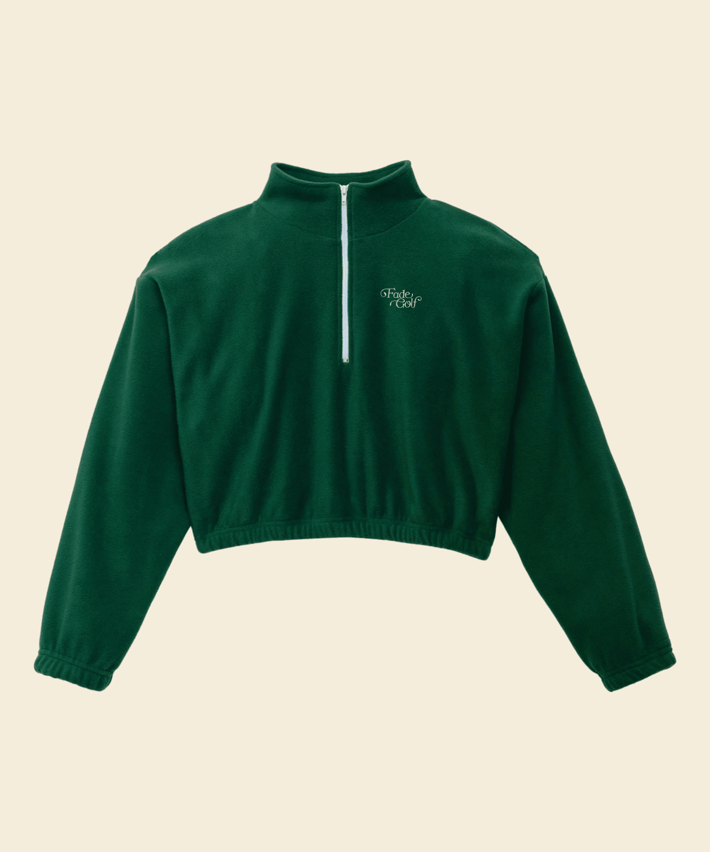 Cropped Polar Fleece Half Zip in Forest Green - Fade Golf Company