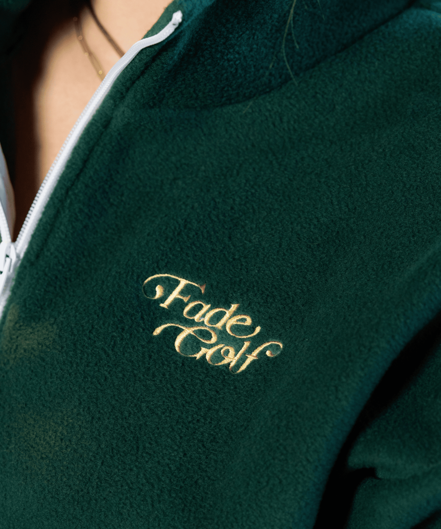 Cropped Polar Fleece Half Zip in Forest Green - Fade Golf Company