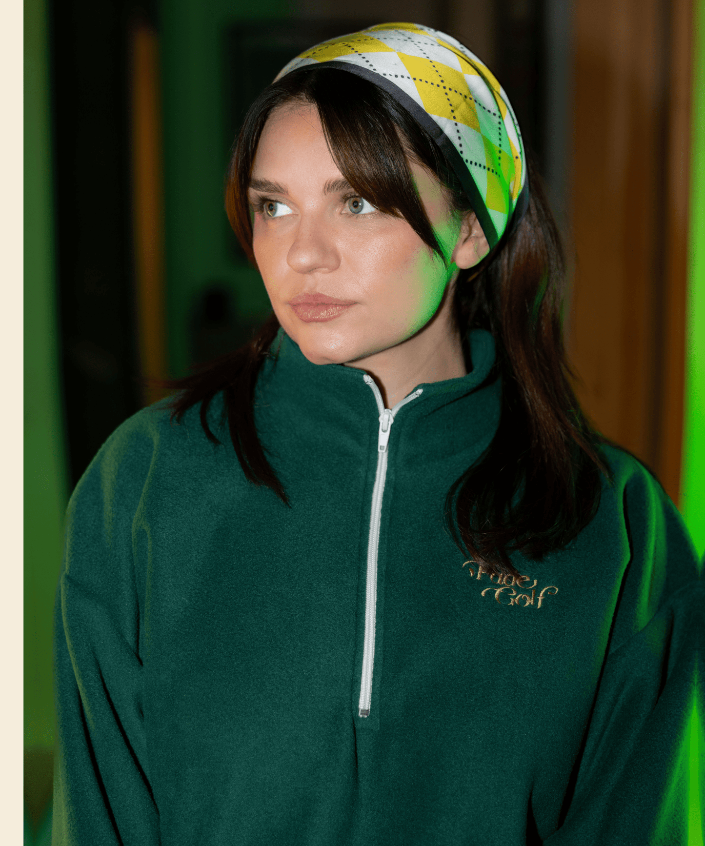 Cropped Polar Fleece Half Zip in Forest Green - Fade Golf Company