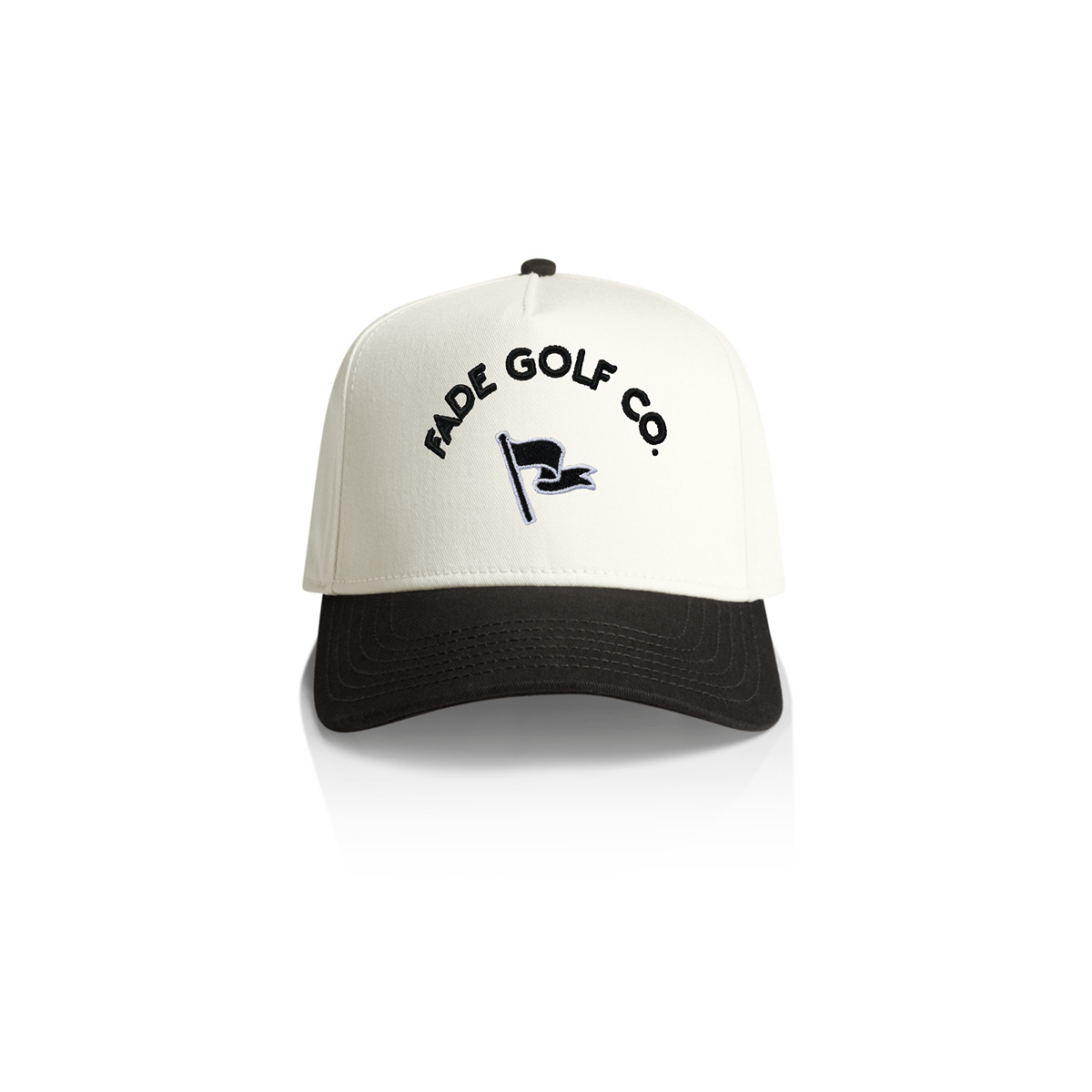 FGC FLAGSTICK TWO - TONE BASEBALL CAP IN WHITE/VINTAGE BLACK - Fade Golf Company