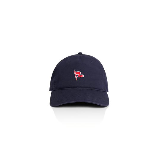 FLAGSTICK FIVE PANEL DAD HAT IN NAVY/RED - Fade Golf Company