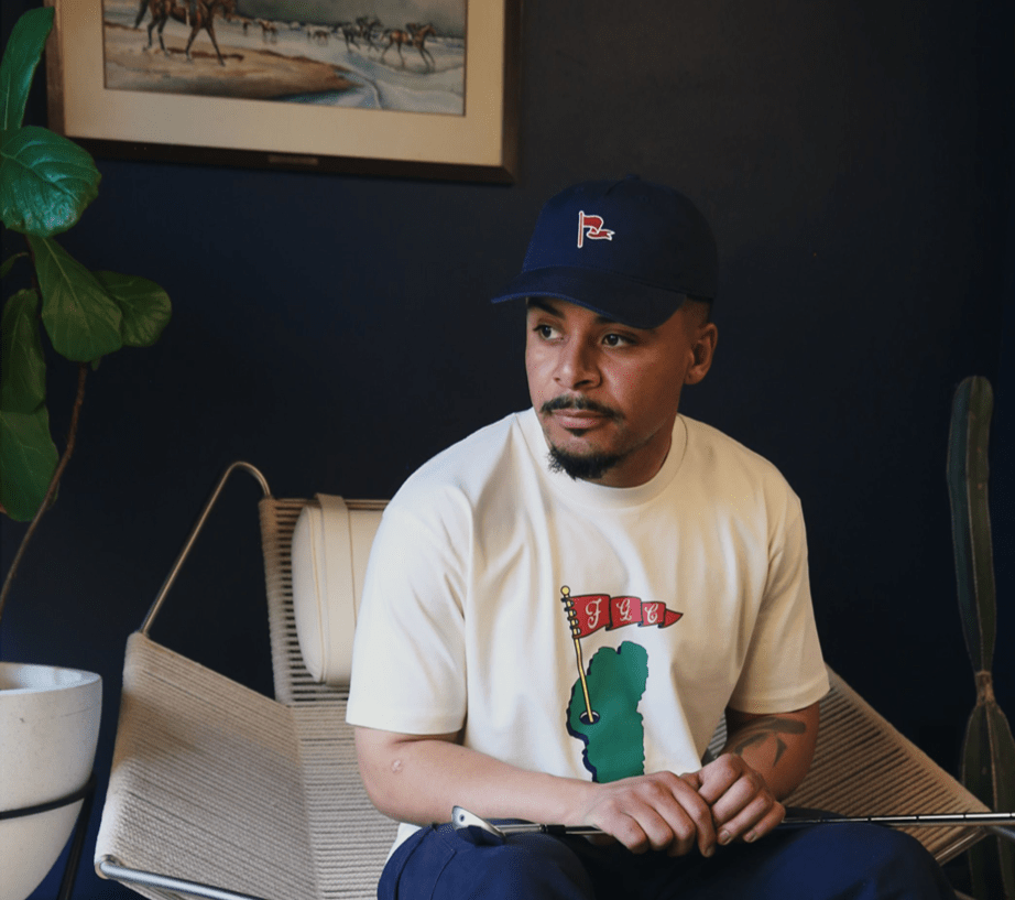 FLAGSTICK FIVE PANEL DAD HAT IN NAVY/RED - Fade Golf Company