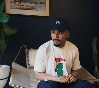 FLAGSTICK FIVE PANEL DAD HAT IN NAVY/RED - Fade Golf Company