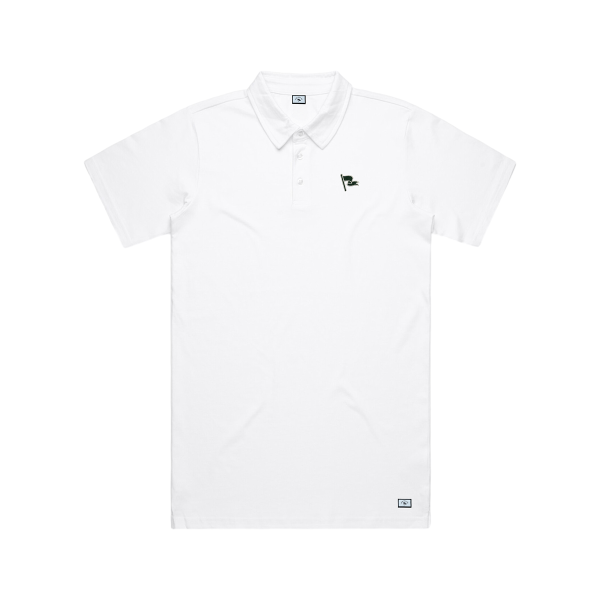 FLAGSTICK POLO IN WHITE/PINE GREEN - Fade Golf Company