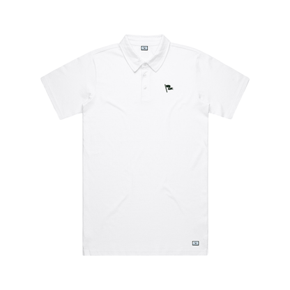 FLAGSTICK POLO IN WHITE/PINE GREEN - Fade Golf Company