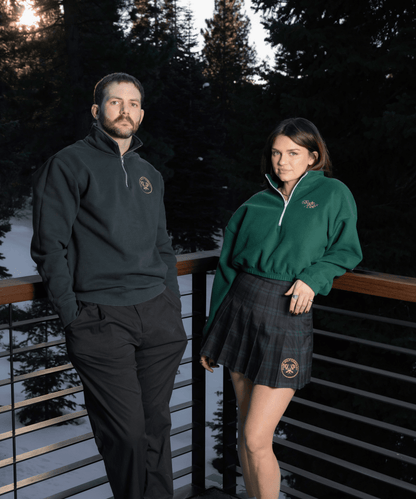 Links Crest Quarter Zip Fleece in Pine Green - Fade Golf Company