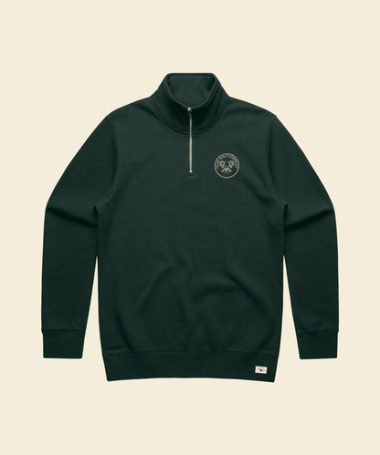 Links Crest Quarter Zip Fleece in Pine Green - Fade Golf Company