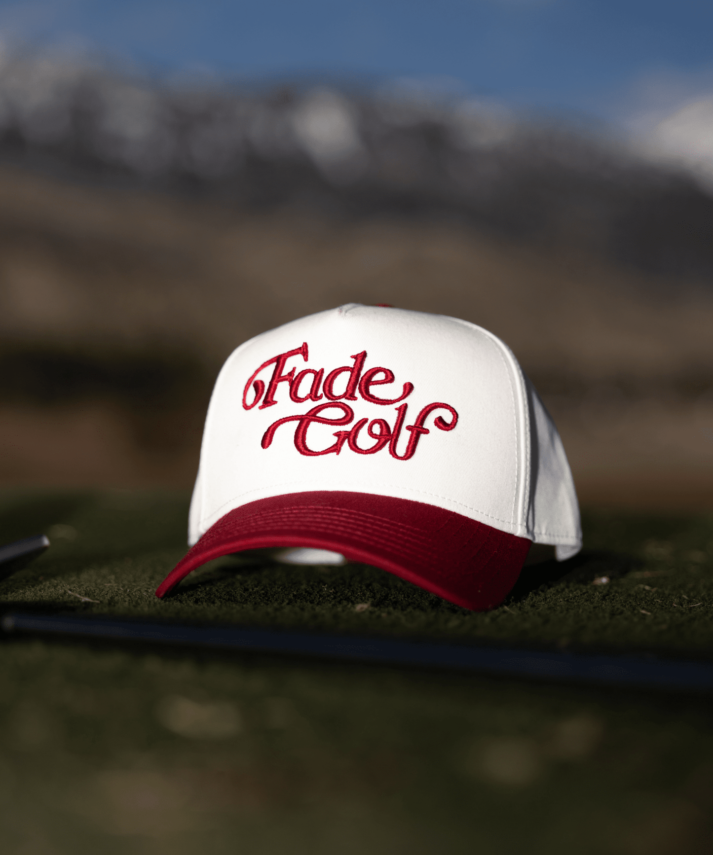 Script Two - Tone Baseball Cap in Cardinal Red/Cream - Fade Golf Company