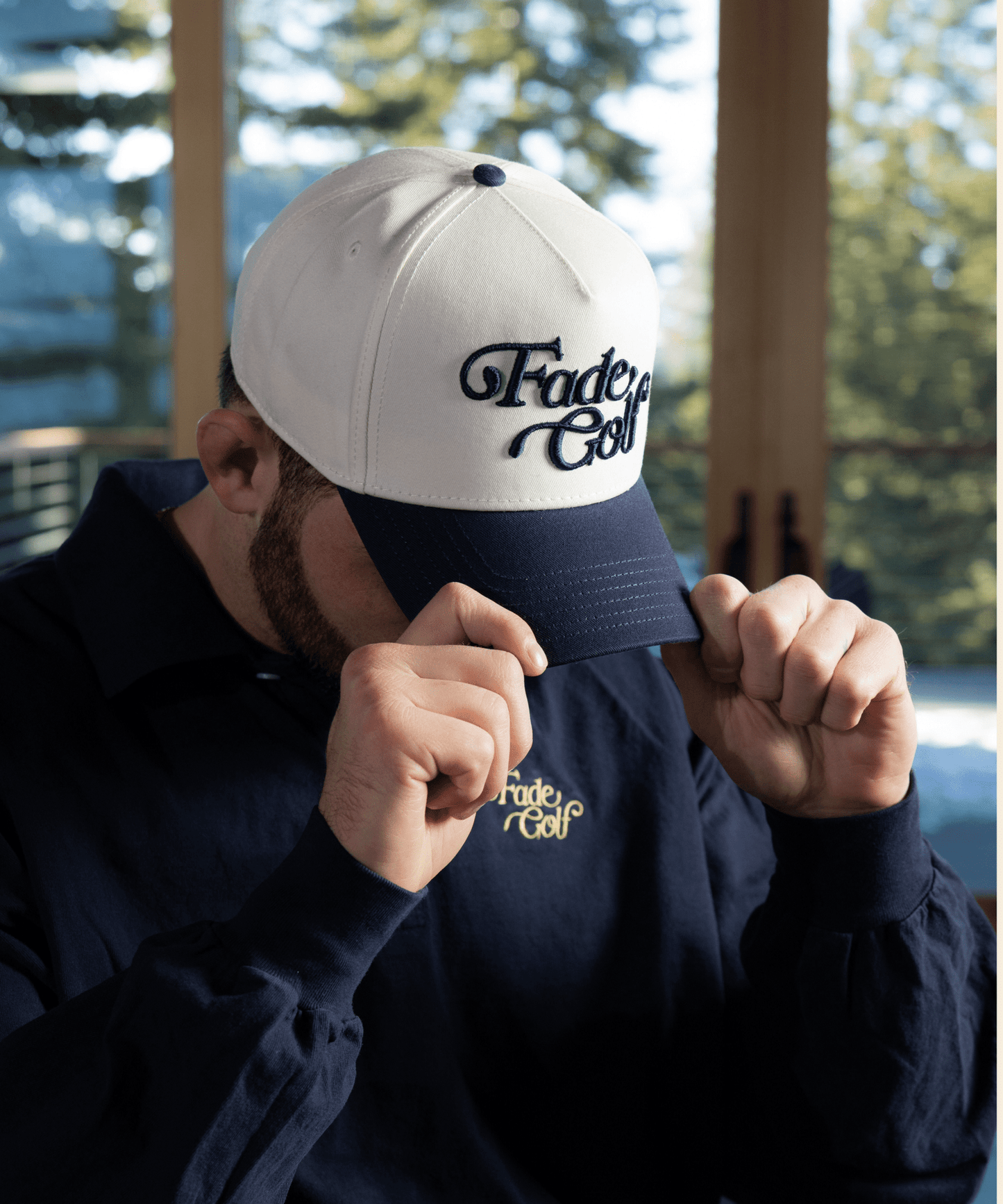 Script Two - Tone Cap in Navy/Cream - Fade Golf Company