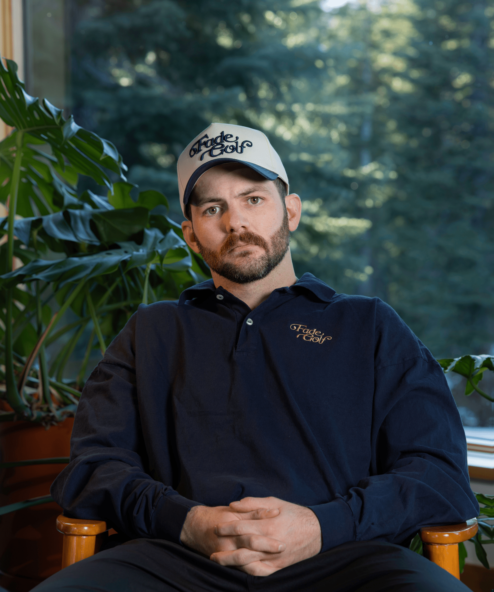 Vintage Navy Script Long Sleeve Polo - Fade Golf Company